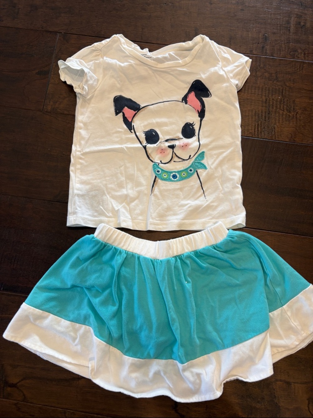 GAP Toddler White Tee with Aqua Blue Skirt